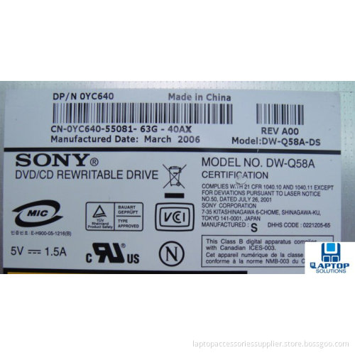 Ide 8x Dvd/rw Sony Dw-q58a Dp/n: 0yc640 Dual-layer Slim Drive For Notebook
